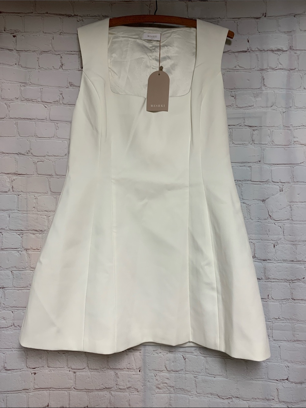 NEW Meshki Lysandre Mini Crepe Cream Dress XL - Picture 2 of 8